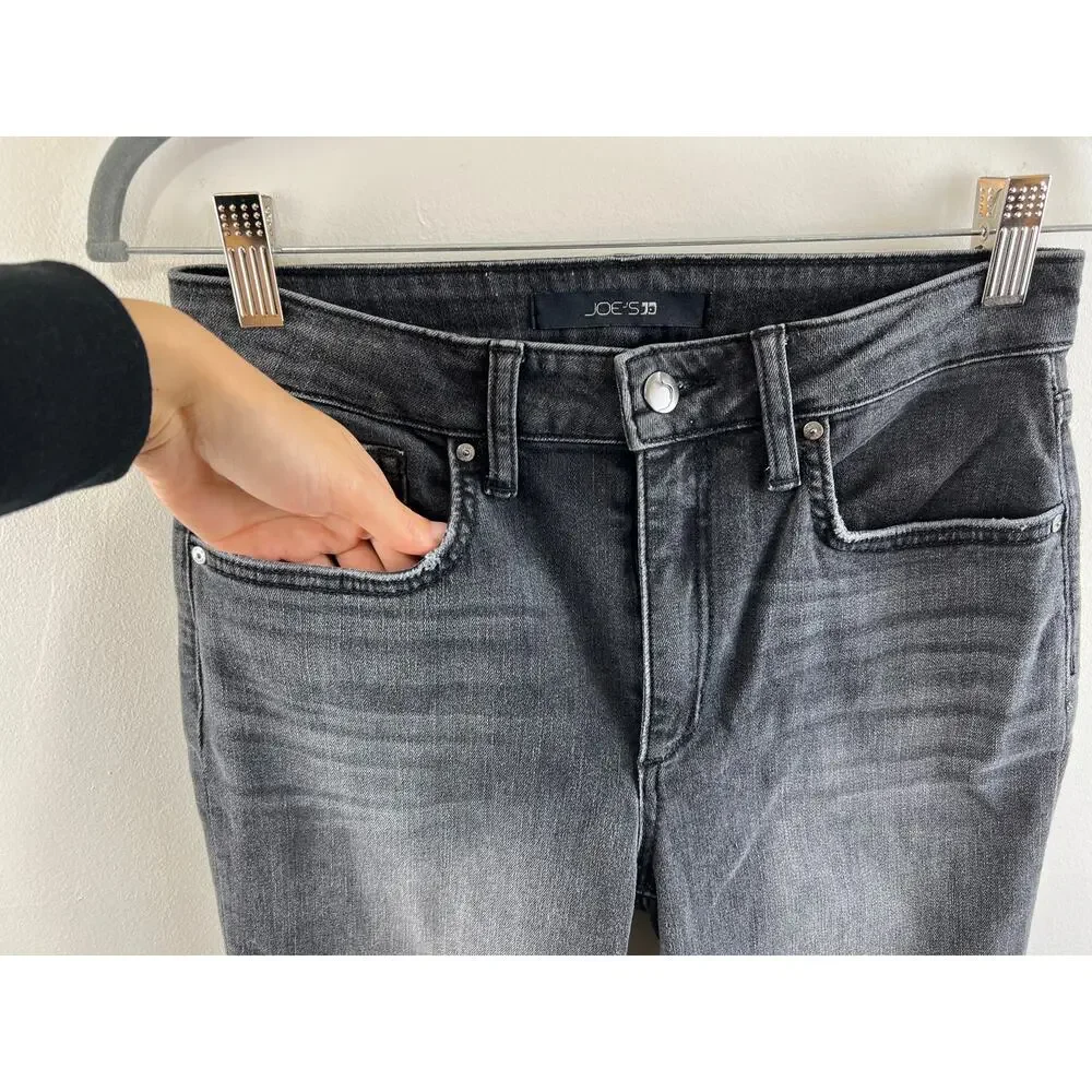 Joe's Jeans Black Cotton Blend High Rise Wide Leg Cropped Denim Jeans Size 27
